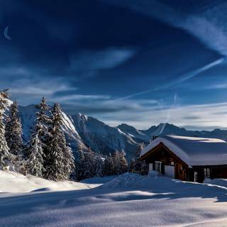 Desktop cabin winter wallpaper