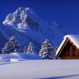 Desktop cabin winter wallpaper