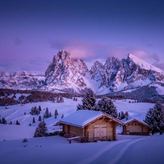 Desktop cabin winter wallpaper