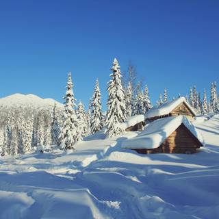 Desktop cabin winter wallpaper