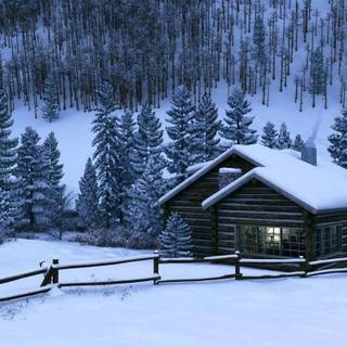 Desktop cabin winter wallpaper