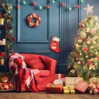 Blue and red Christmas wallpaper