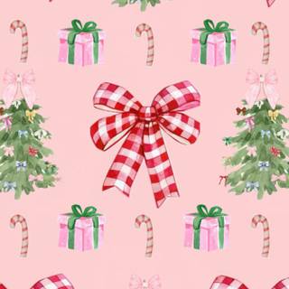 Pink Christmas bow wallpaper