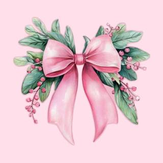 Pink Christmas bow wallpaper