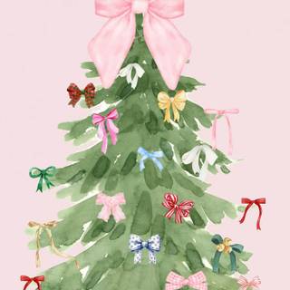 Pink Christmas bow wallpaper