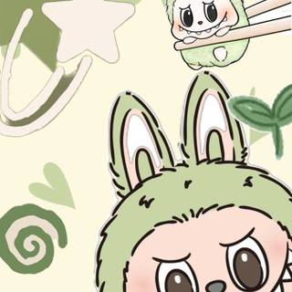 Green Labubu wallpaper