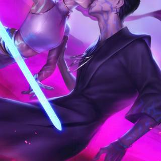 Rumi and Jinu kissing wallpaper