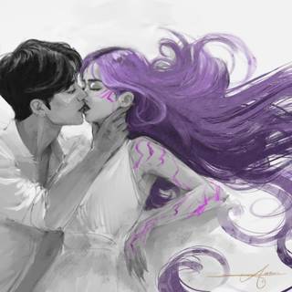 Rumi and Jinu kissing wallpaper