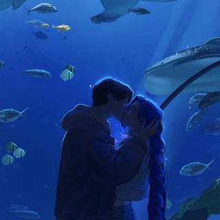 Rumi and Jinu kissing wallpaper