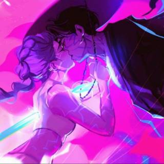 Rumi and Jinu kissing wallpaper