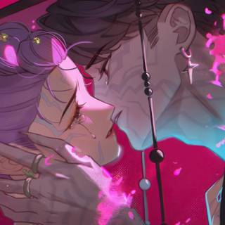 Rumi and Jinu kissing wallpaper