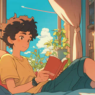 Relaxing cartoon character desktop wallpaper