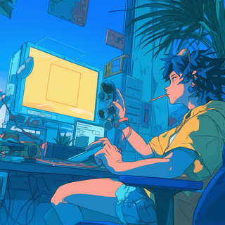 Relaxing cartoon character desktop wallpaper