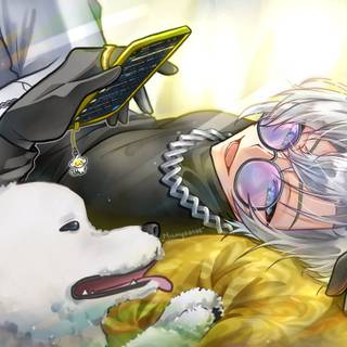 Relaxing cartoon character desktop wallpaper