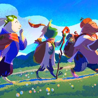 Relaxing cartoon character desktop wallpaper