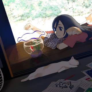 Relaxing cartoon character desktop wallpaper