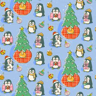 Penguins Christmas wallpaper