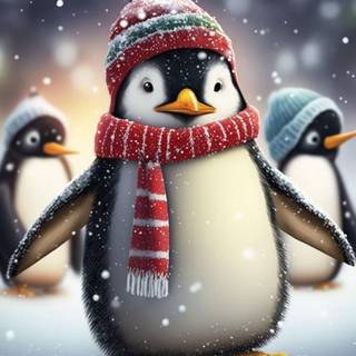 Penguins Christmas wallpaper