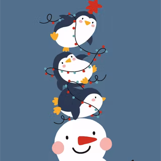 Penguins Christmas wallpaper