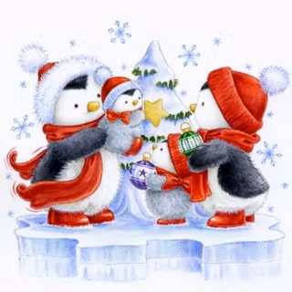 Penguins Christmas wallpaper