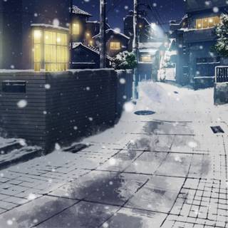 Anime winter cityscape wallpaper