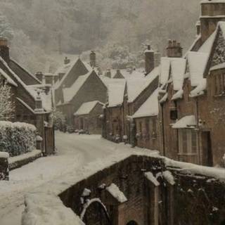 Dark academia winter desktop wallpaper