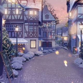 Anime winter cityscape wallpaper