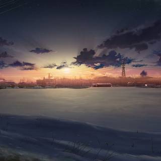 Anime winter cityscape wallpaper