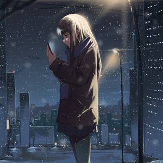 Anime winter cityscape wallpaper