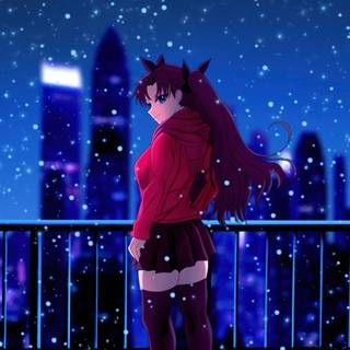 Anime winter cityscape wallpaper