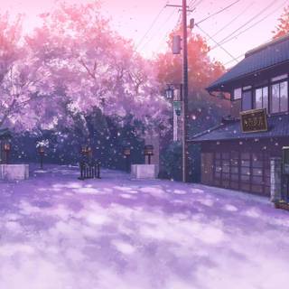 Anime winter cityscape wallpaper