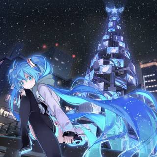 Anime winter cityscape wallpaper
