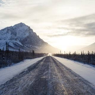 4k road winter wallpaper
