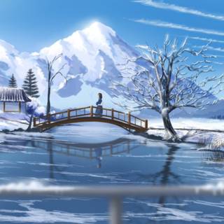 Anime winter cityscape wallpaper