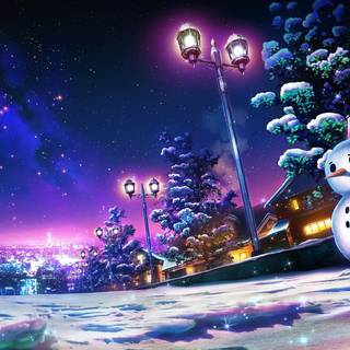 Anime winter cityscape wallpaper
