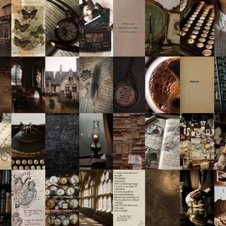 Dark academia winter desktop wallpaper