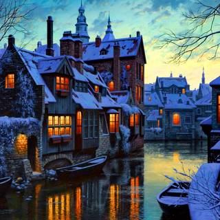 Winter city lights wallpaper