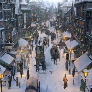 Winter city landspace wallpaper