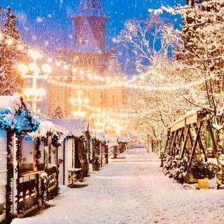 Winter city lights wallpaper