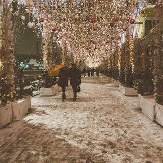 Winter city lights wallpaper