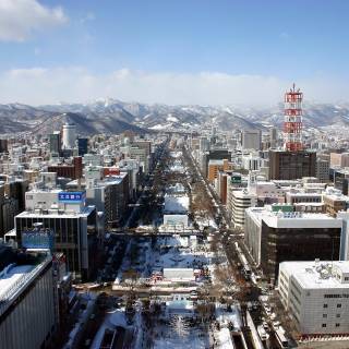 Winter city landspace wallpaper