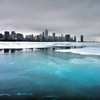 Winter city landspace wallpaper