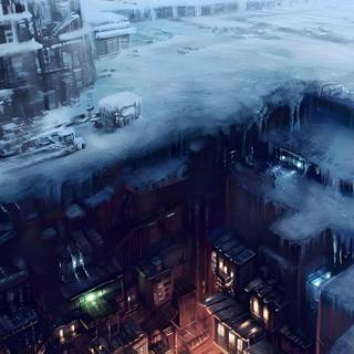 Winter city landspace wallpaper