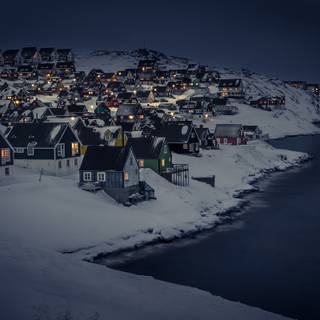 Winter city landspace wallpaper