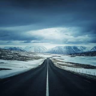 3440x1440 winter road wallpaper