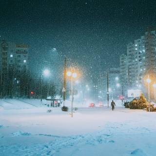 Winter city lights wallpaper