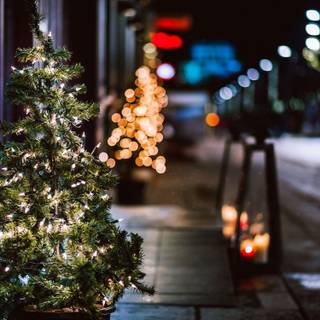 Winter city lights wallpaper