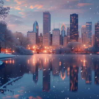 Winter city landspace wallpaper