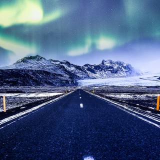 3440x1440 winter road wallpaper