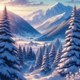 Anime winter trees wallpaper